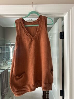 Rust Brown V-Neck Sweater Vest